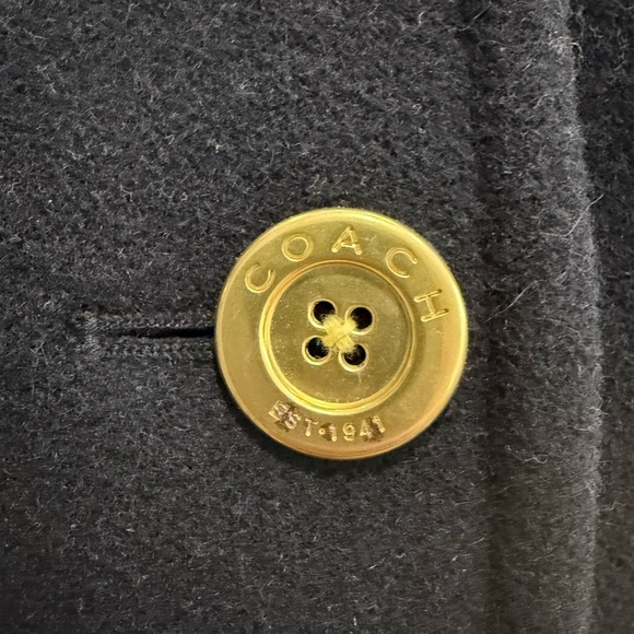 Coach Black Wool/Mohair Blend Belted Peacoat - Picture 7 of 7